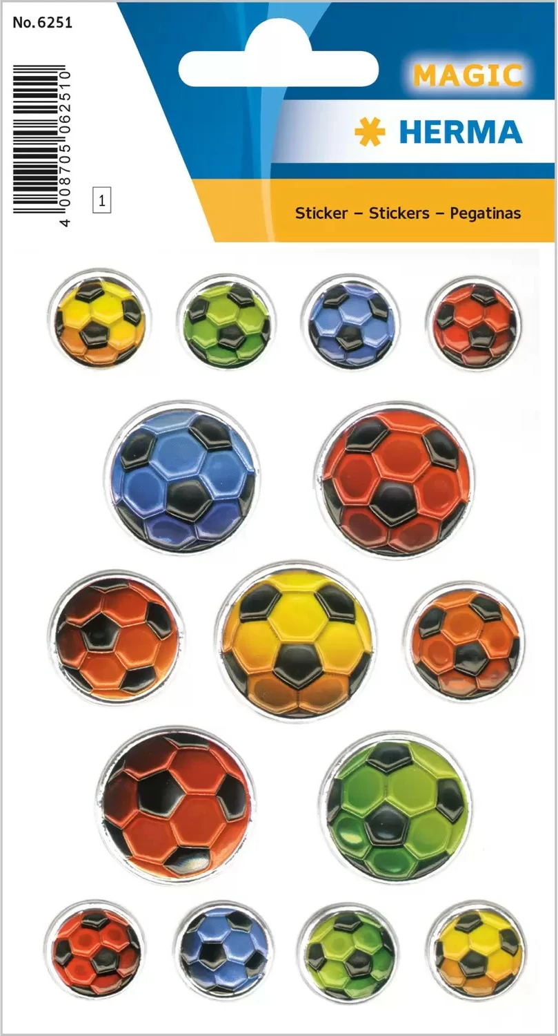 Etiketa ngjitëse HERMA 6251, plastikë, motive futbolli, shumëngjyrëshe, për fëmijë