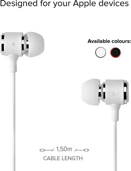 Kufje in-ear SBS Lightning, me kabllo 1.2 m, mikrofon dhe kontroll volumit, të bardha