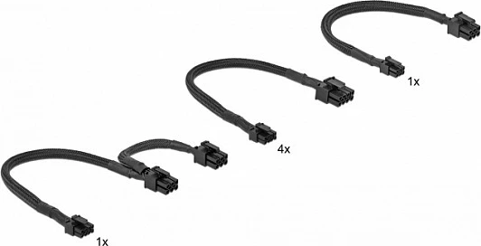 Set kabllosh rryme DeLOCK Power Cable Set për Mac Pro 2019, Micro-Fit 8-pin në 8-pin/6-pin, i zi