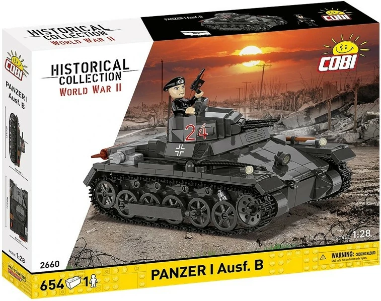 Set blloqesh ndërtimi COBI Panzer I Ausf. B 2660 1:28 654 pjesë me 1 figurë gri e errët