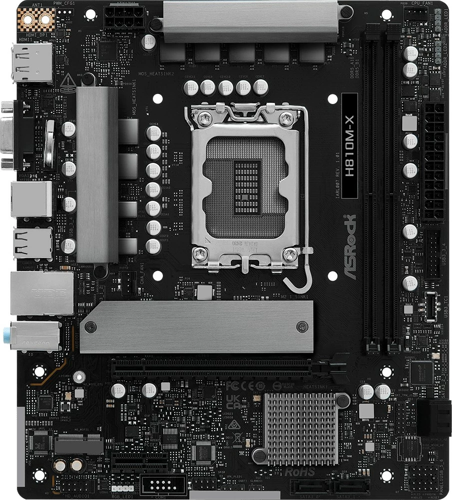 Pllakë amë ASRock H810M-X micro ATX, Intel H810, 128GB DDR4, 2.5G LAN, e zezë