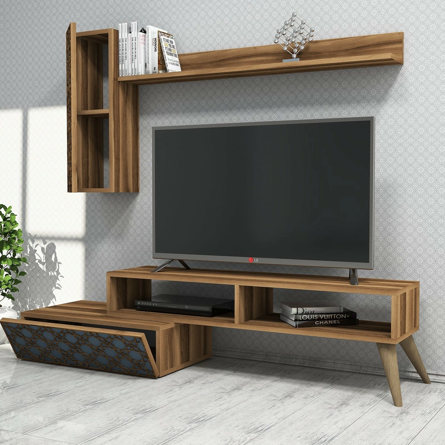 Komodë TV Hanah Home, Planet, ngjyrë arre dhe kalcedoni