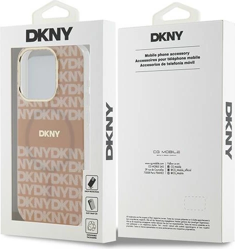 Mbështjellës DKNY IML Mono & Stripe MagSafe për iPhone 14 Pro, rozë