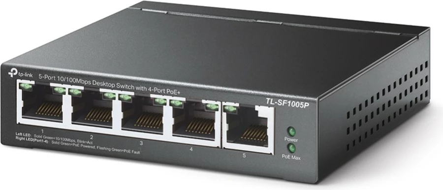 Switch TP-Link 5-Port 10/100Mbps Desktop PoE, i pa menaxhuar, Fast Ethernet, Full duplex