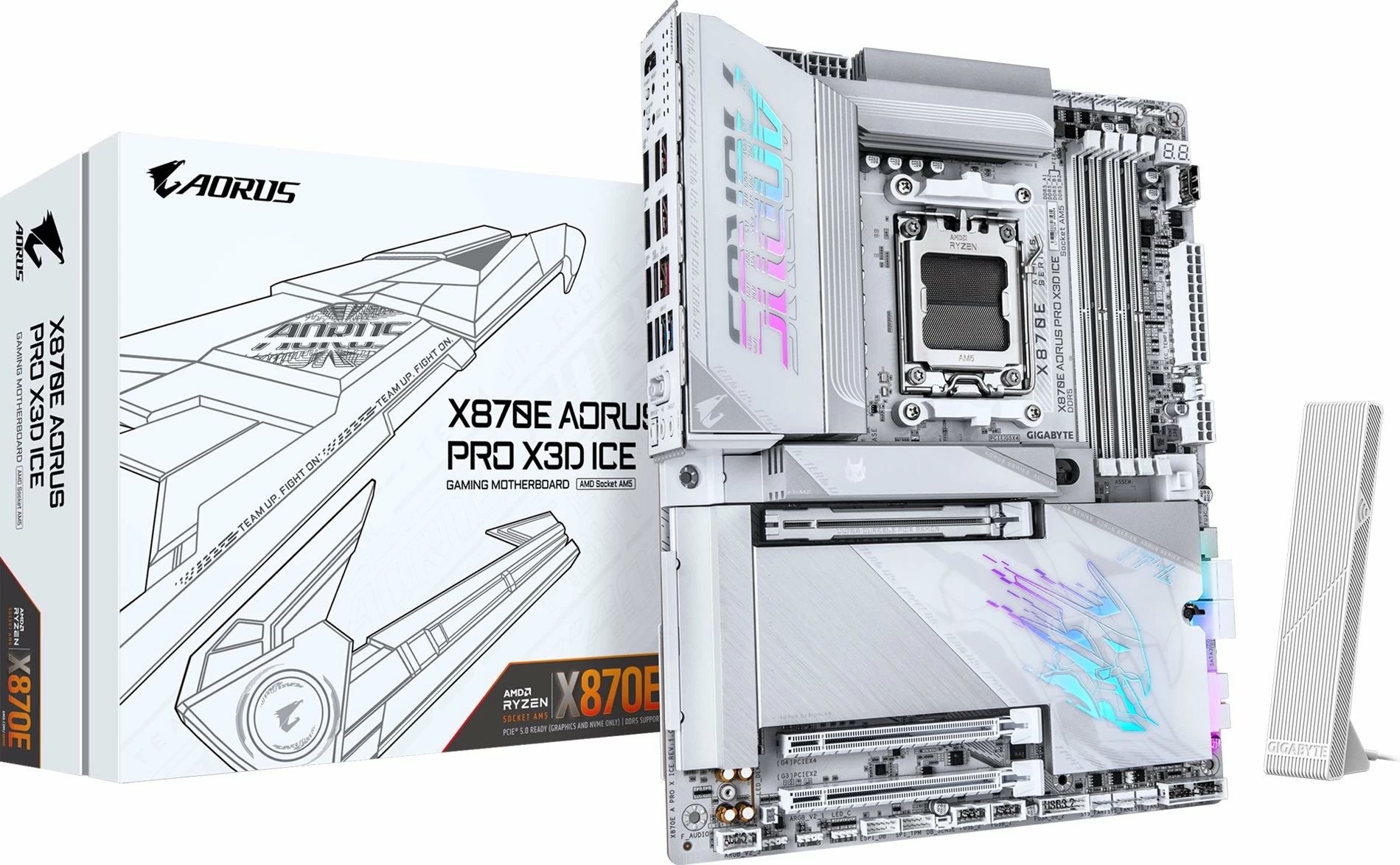 Pllakë amë Gigabyte X870E AORUS PRO X3D ICE ATX DDR5 Wi‑Fi 7, e bardhë