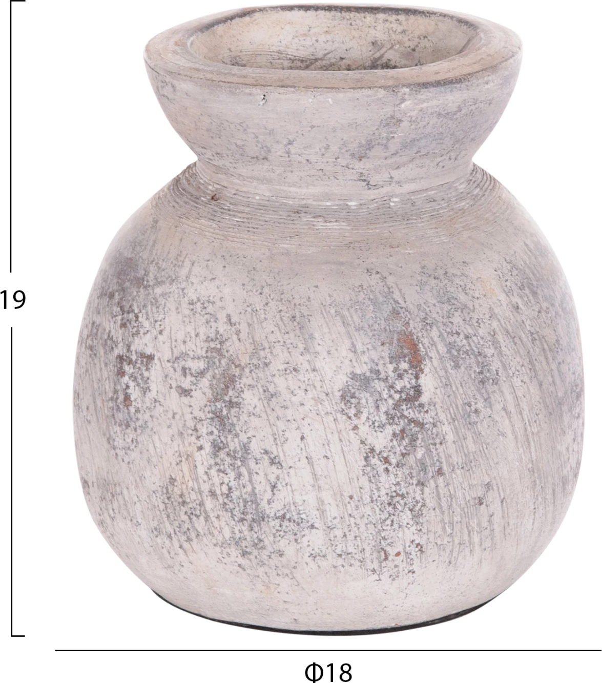 Vazo dekorative tavoline VERMO, terrakotë, ngjyrë gri e çelët, FH4396, 18x19cm