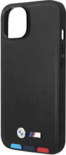 Mbështjellës BMW Leather Stamp Tricolor Magsafe për iPhone 14 6.1", e zezë