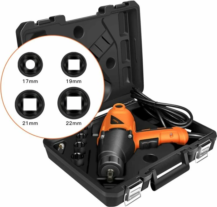 Çelës me goditje 230V VonHaus 3500185 450Nm me set 4 koka 17/19/21/22mm me valixhe, portokalli/zi