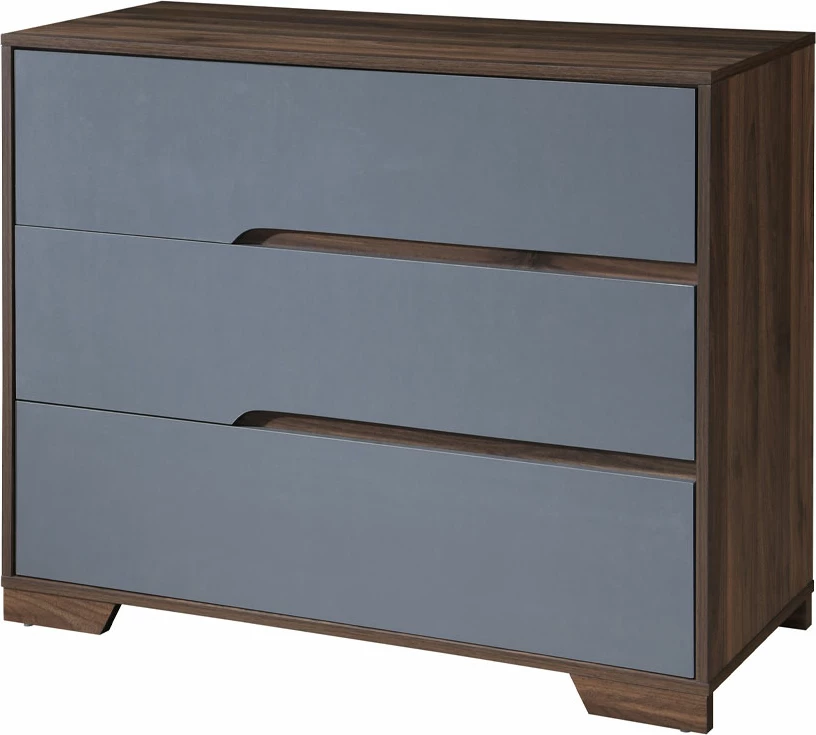 Komodë me 3 sirtarë, ngjyrë arrë-gri, 100x45x80