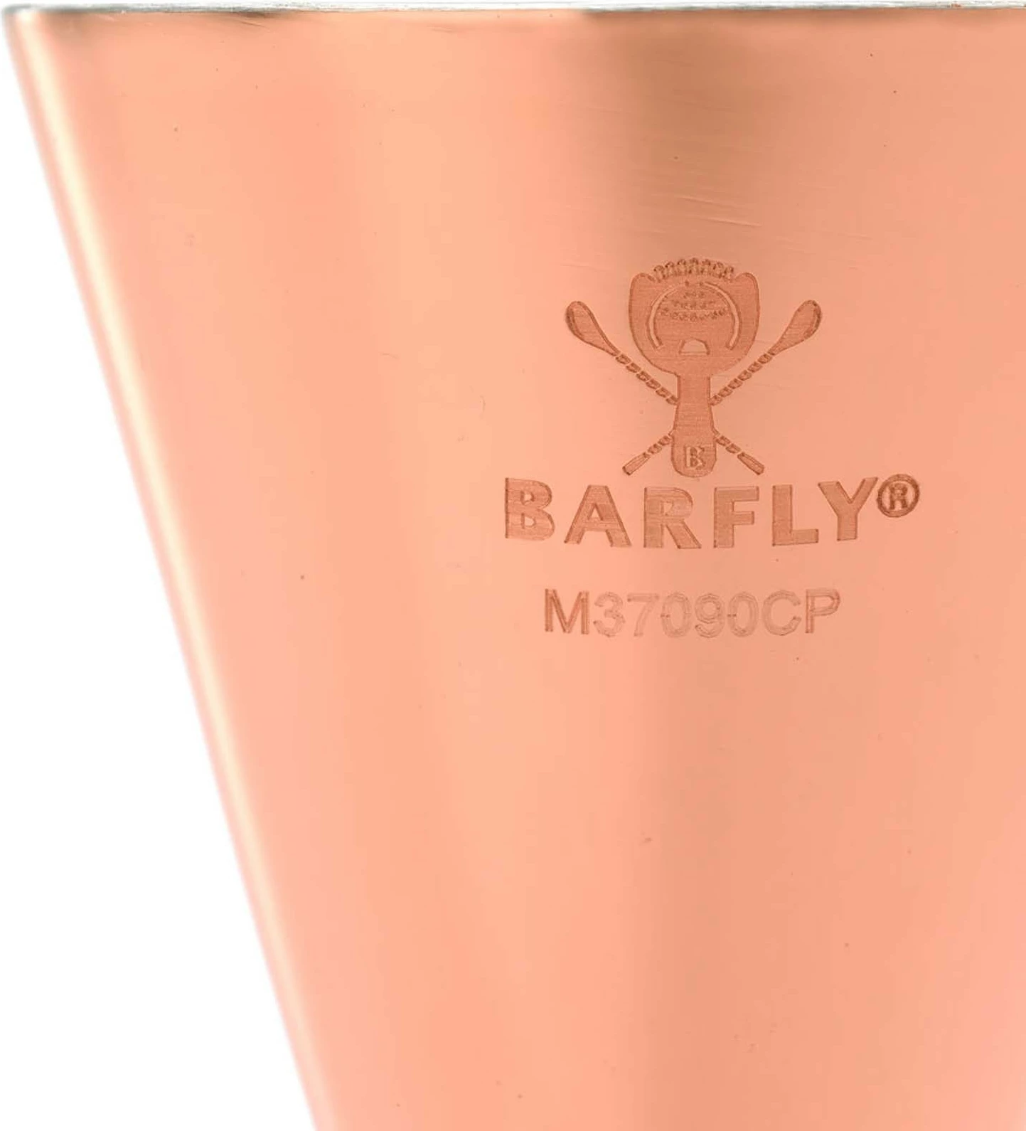 Jigger matës koktejesh, BarFly, Slim Style, 2 oz, i veshur me bakër me brez inox, bakër