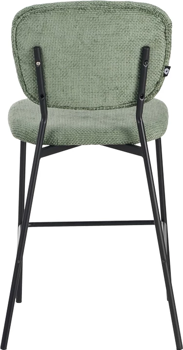 Karrige për bar Cathair, pëlhurë bouclé, ngjyrë e gjelbër, këmbë metalike të zeza, 48x54x100cm