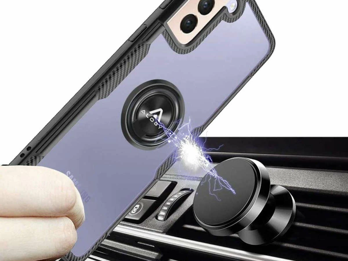 Mbështjellës Alogy Ring Holder Armor për Samsung Galaxy S21 Plus, TPU/PC, me unazë mbajtëse, e zezë