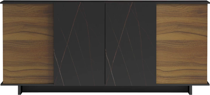 Bufe Zafore, ngjyrë arre me mermer të zi, 180x45x80cm