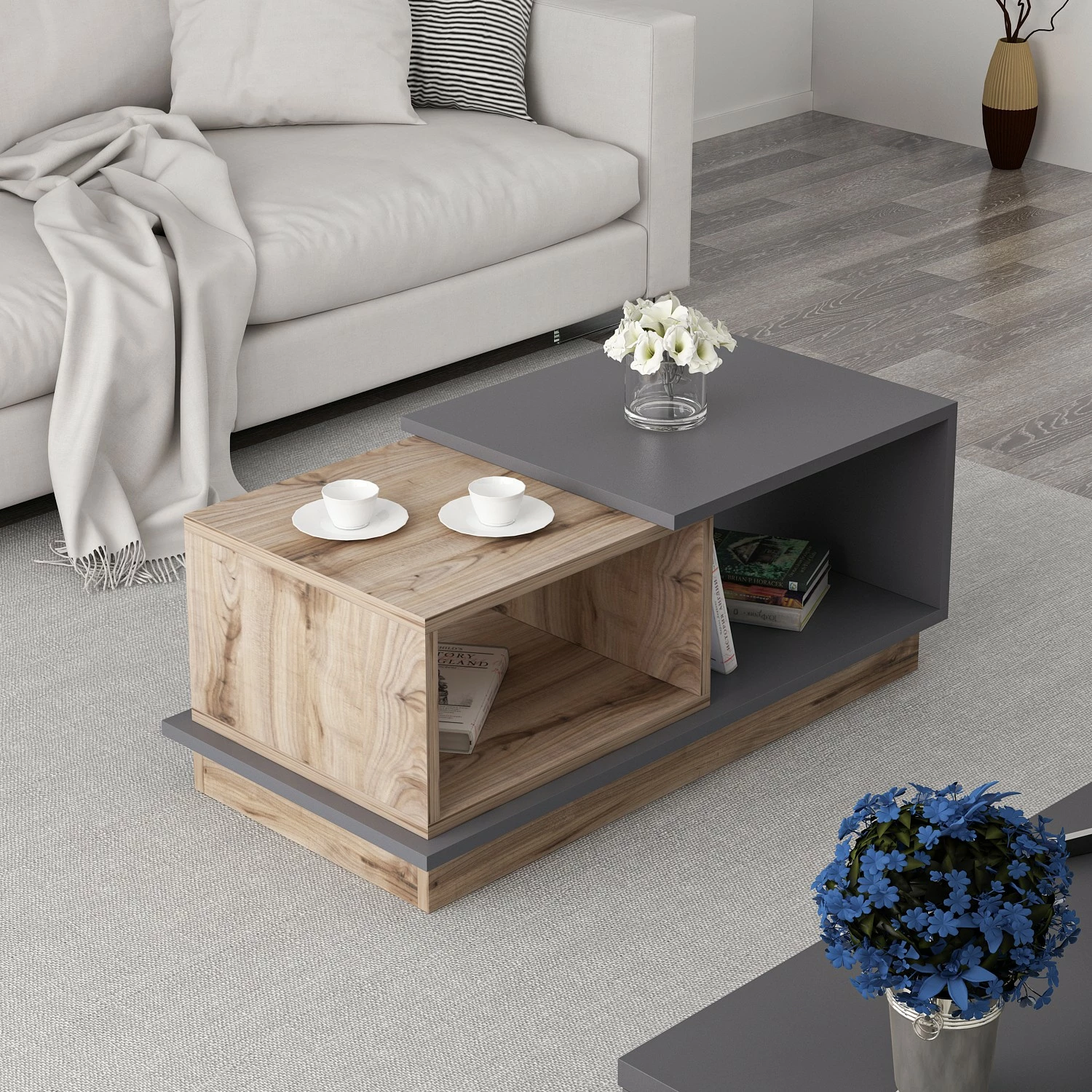 Tavolinë kafeje Hanah Home, Consept, anthracite dhe lis