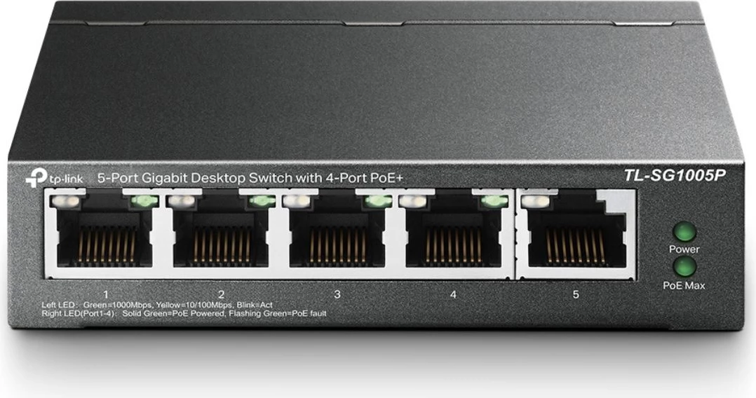 Switch TP-LINK TL-SG1005P 5 porta Gigabit me 4 porta PoE+, zi