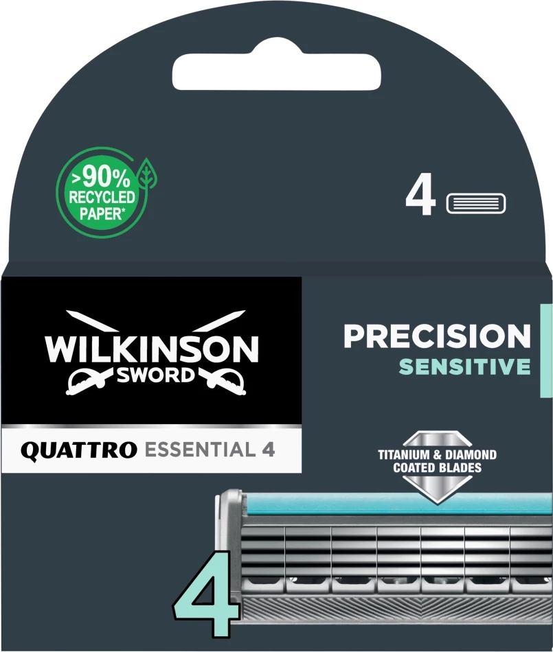 Rezerva për brisk Wilkinson Quattro Essential 4 Precision Sensitive për burra, 4 copë