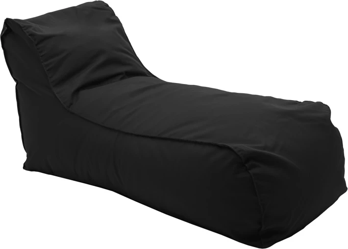 Karrige bean bag lounge Lara, material i papërshkueshëm nga uji, ngjyrë e zezë, 60x150x40cm