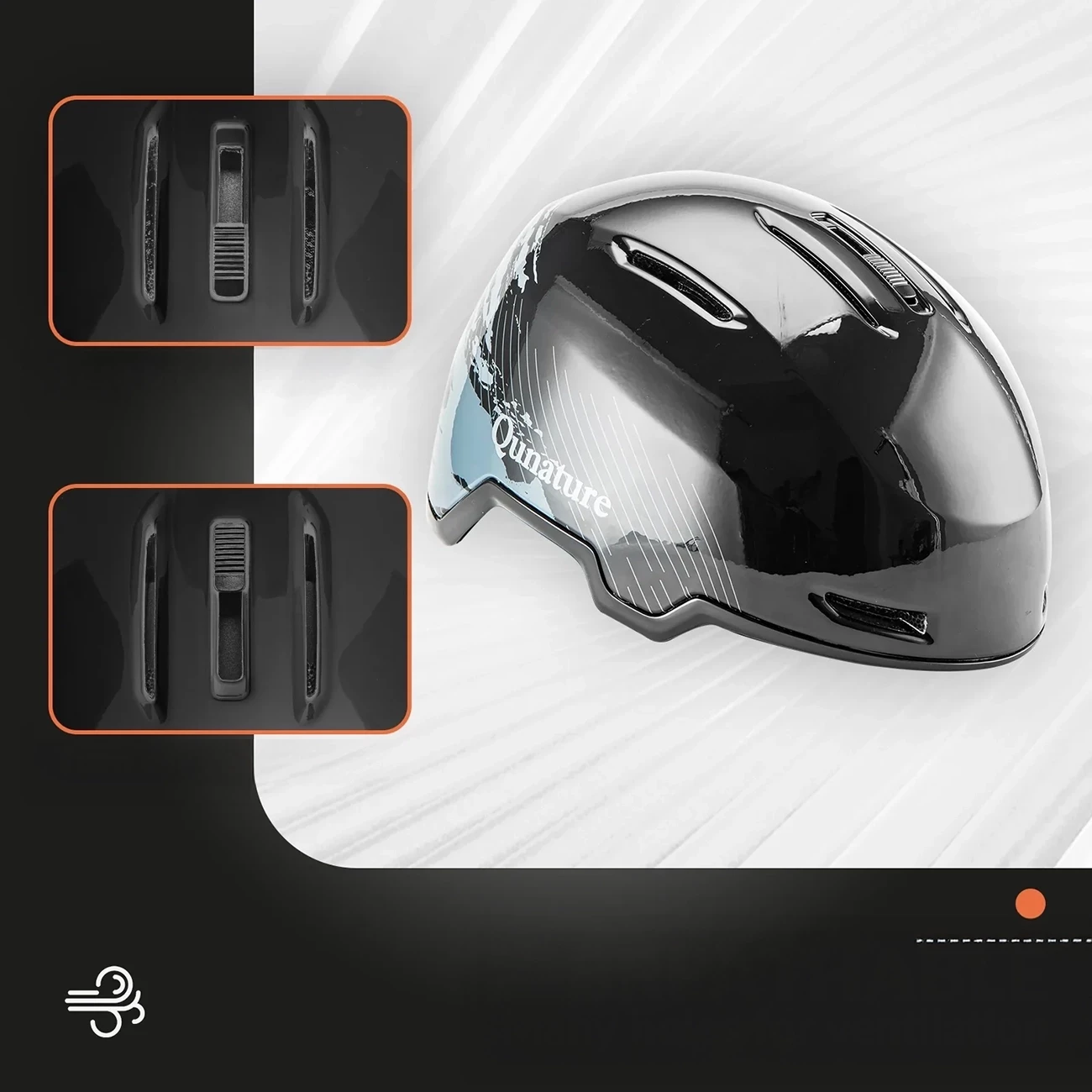 Helmetë skijimi/snowboardi, Qunature 10130003003, ventilim i rregullueshëm, jastëkë veshësh të heqshëm, mbajtës për syze, madhësia L (58-61 cm), e zezë