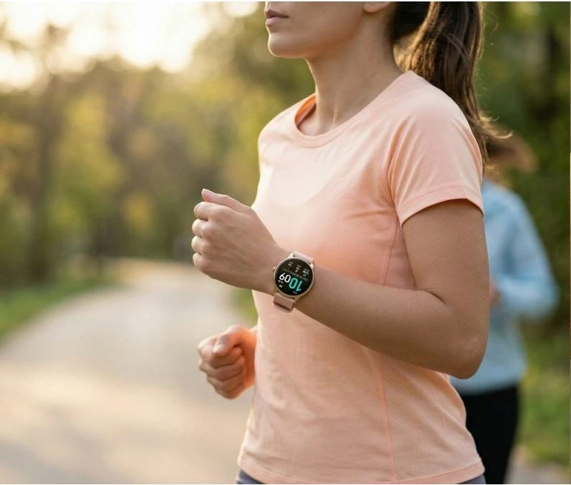 Smartwatch Gravity GT31-1 për femra, rrip i artë + byzylyk, rozë dhe i artë, set