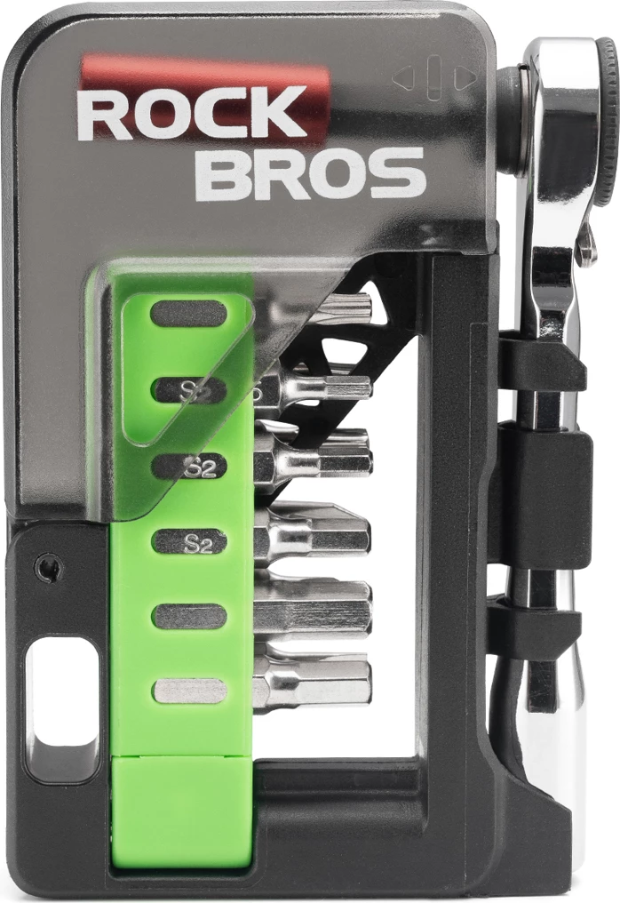 Set veglash për biçikletë Rockbros Mini Ratchet Tool Set, 12 bita, gjelbër transparent