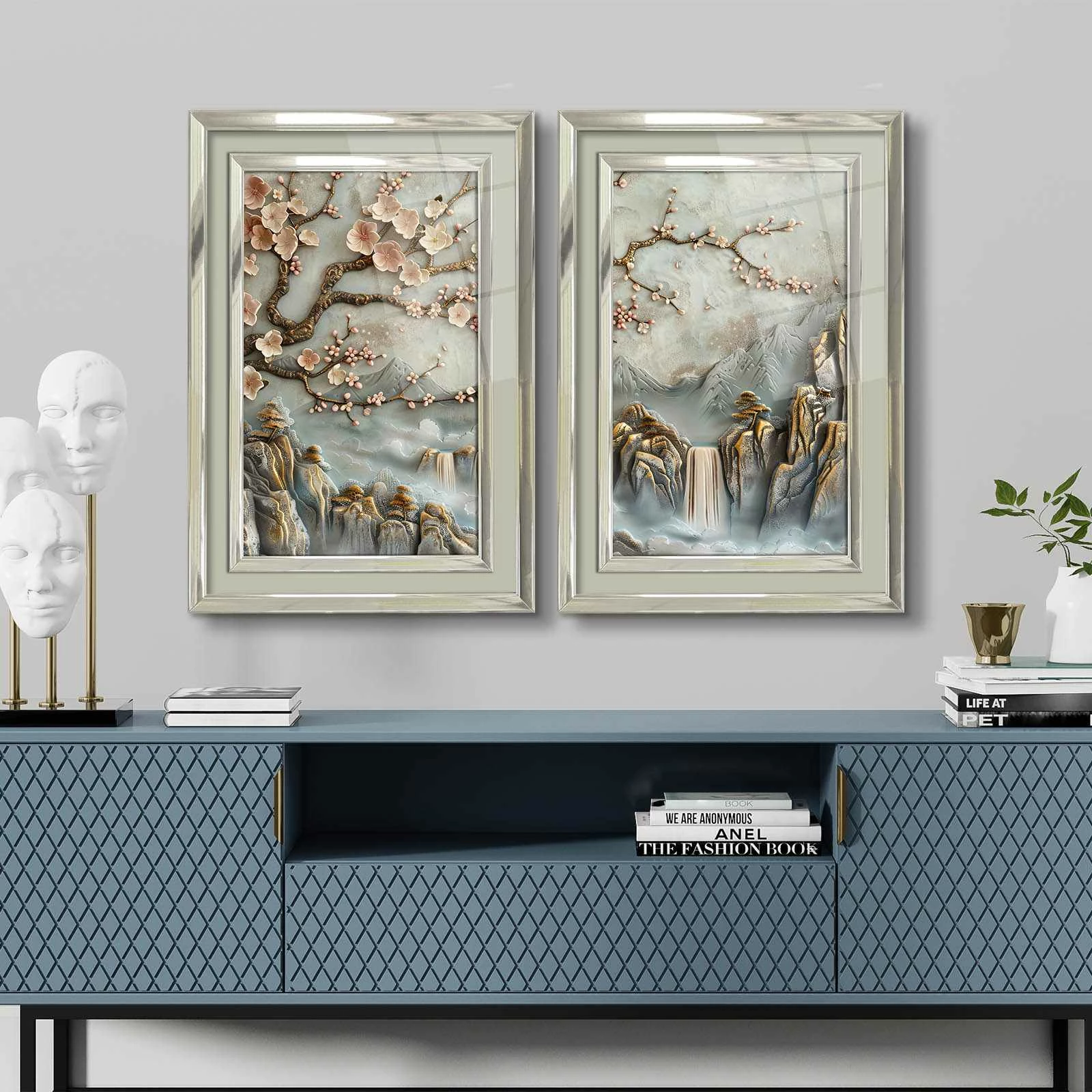 Pikturë dekorative me kornizë (2 copë), Wallity, 2P4363Kromgumusct - 003