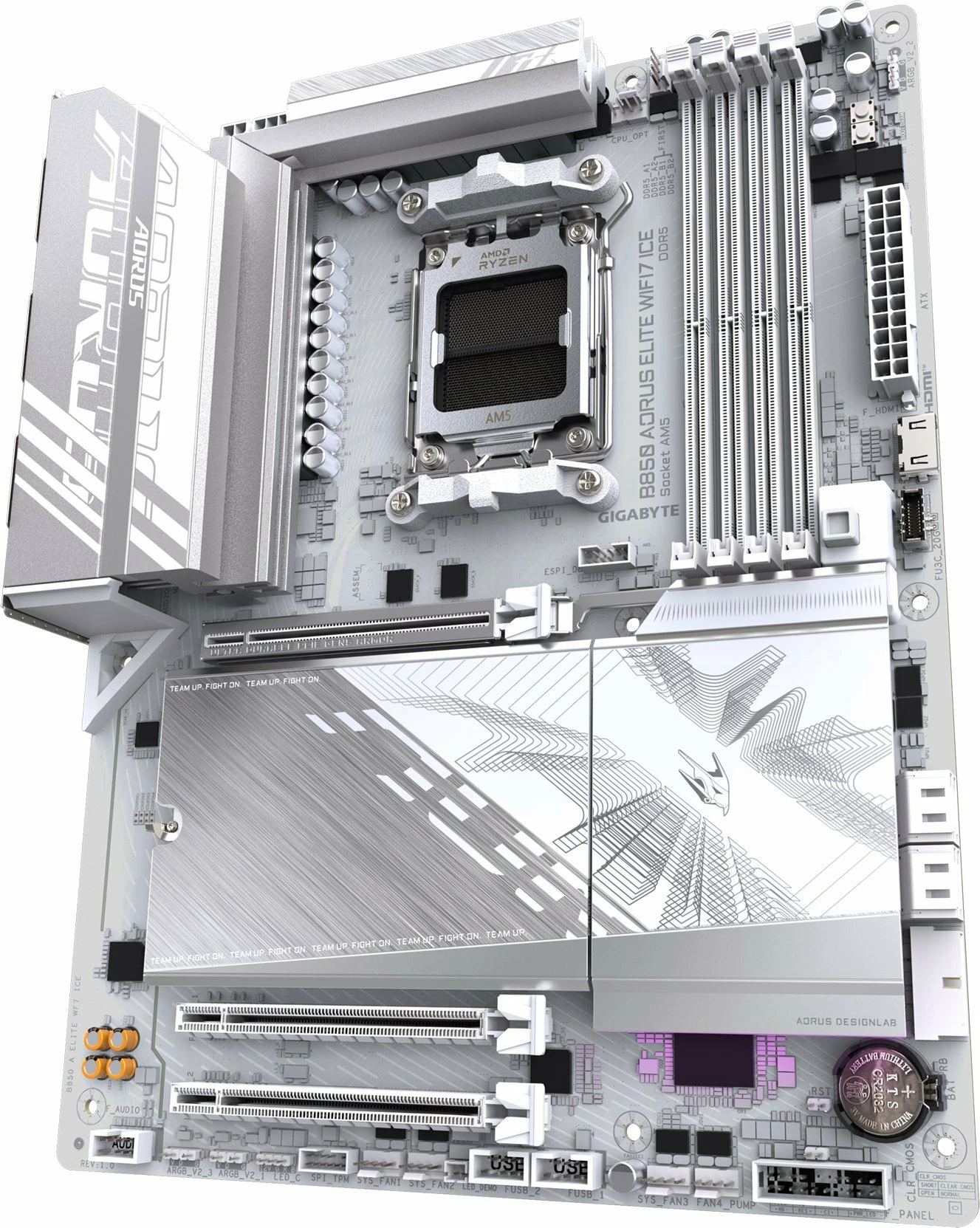 Pllakë amë Gigabyte B850 AORUS ELITE WIFI7 ICE, AM5, ATX, DDR5 deri 256GB, WiFi 7, e bardhë