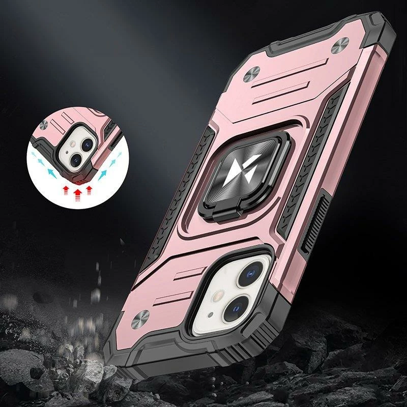 Mbështjellës Wozinsky Ring Armor për iPhone 14, me mbajtëse unaze, ari