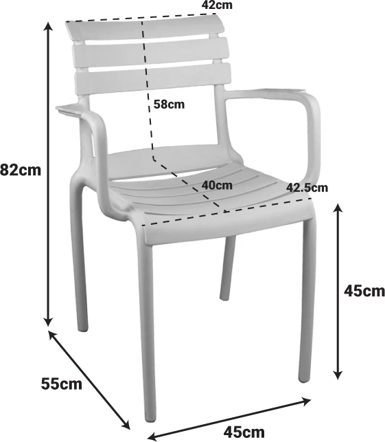 Karrige me krahë e grumbullueshme Almea, PP, ngjyrë kapuçino, 58x56x82cm