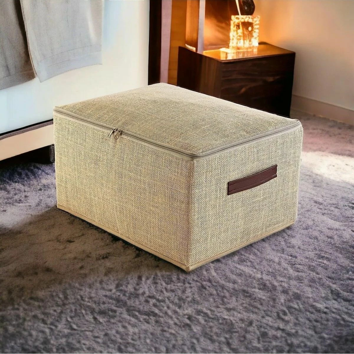 Qese magazinimi prej jute, ngjyrë kafe e çelët, Evila Originals, 35x42x23cm