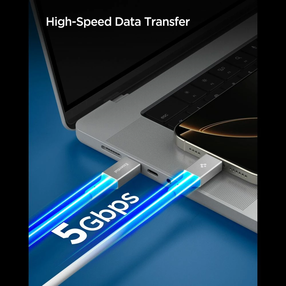 Kabllo USB-C Spigen EB10020CC 100W 200cm USB-C/USB-C 5Gb/s, e bardhë, 1 copë
