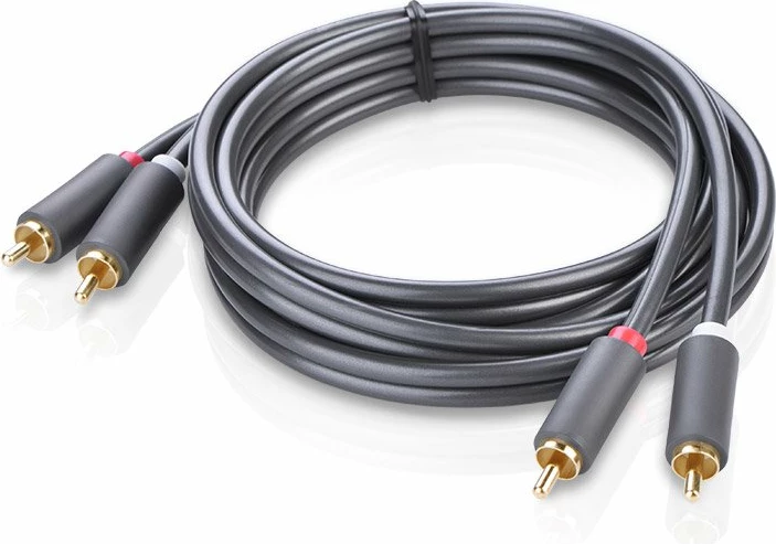 Kabllo audio Ugreen AV104 10520, 2RCA mashkull në 2RCA mashkull, 5m, Gri
