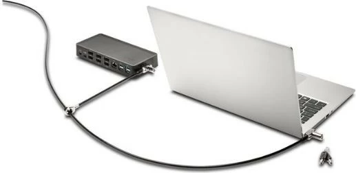 Kyç kabllo universal 3-në-1 me dy koka për pajisje, Kensington K63380WW, T-Bar/Nano/Wedge, 1.8 m, me çelës, e zezë