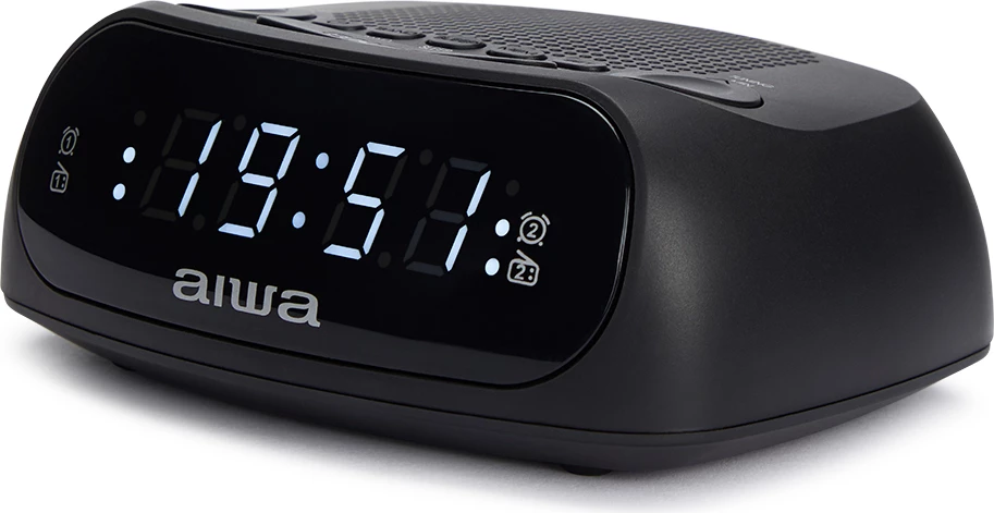 Radio orë alarmi Aiwa CR-09J, ekran LED 0.6\", AM/FM PLL, 20 memorje, dy alarm, 24-orësh, i zi