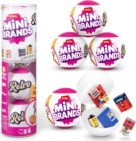 Kapsula Mini Brands Retro, 4 copë (stilet ndryshojnë)