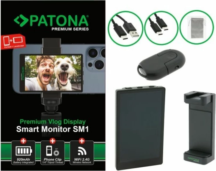 Monitor i mençur për smartphone PATONA, i zi