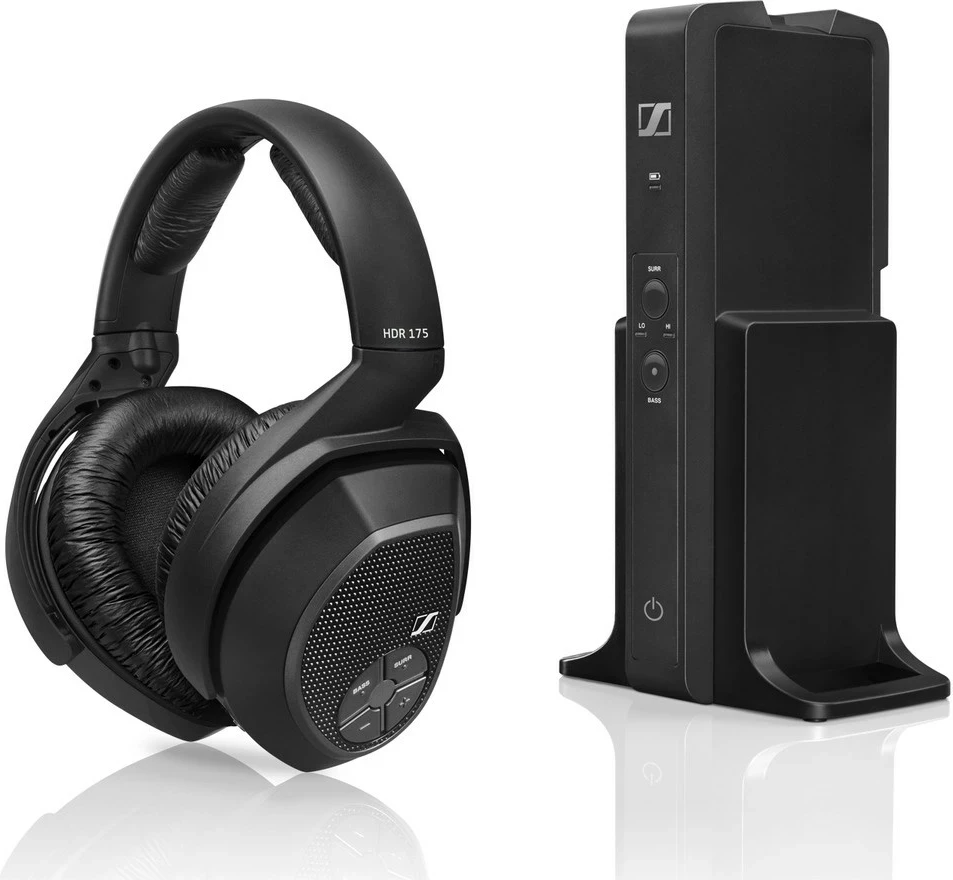 Kufje Sennheiser RS 175 wireless, head-band, me bazë transmetuese, të zeza
