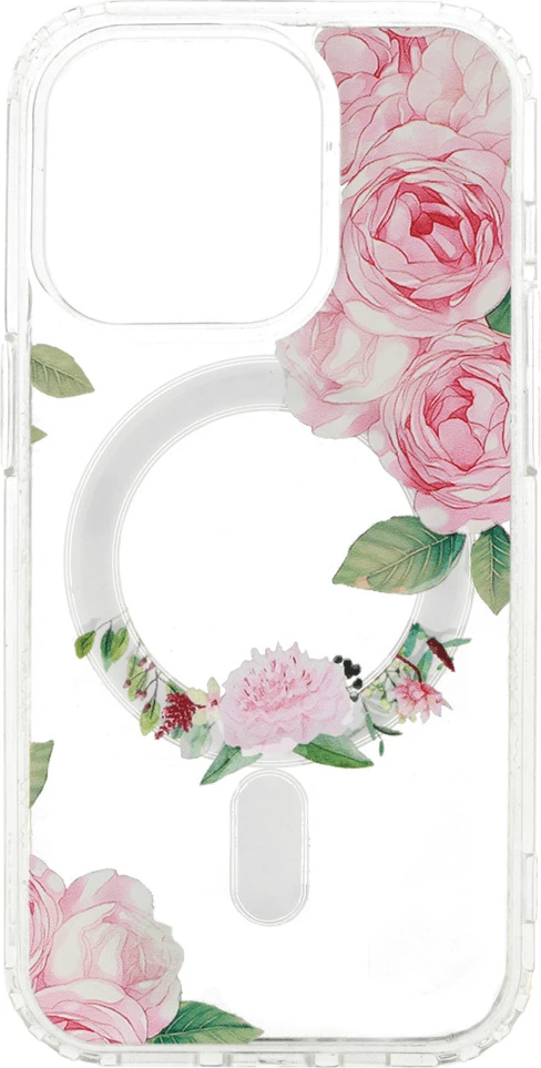 Mbështjellës ONASI Clear Case Elite MagSafe për iPhone 15, silikon transparent, rozë