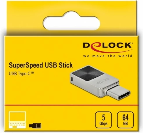 USB stick DeLOCK 64GB USB-C, metal, argjend