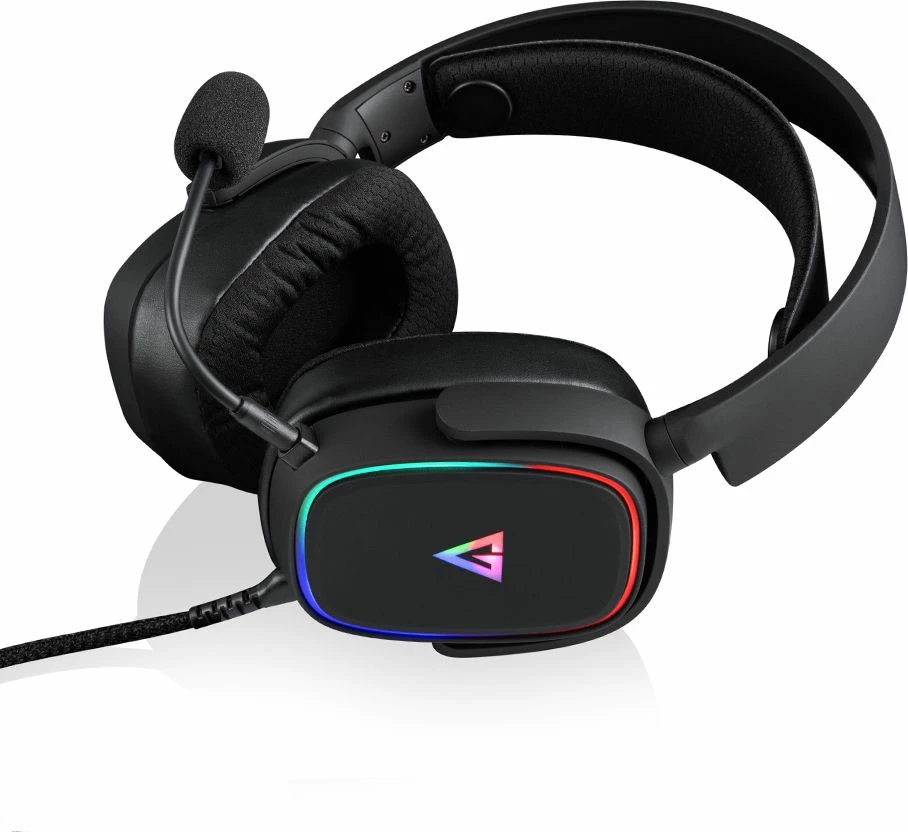 Kufje gaming Modecom Volcano MC-899 Prometheus, USB me mikrofon të shkëputshëm, 50 mm, kabllo 2.2 m, RGB LED, të zeza