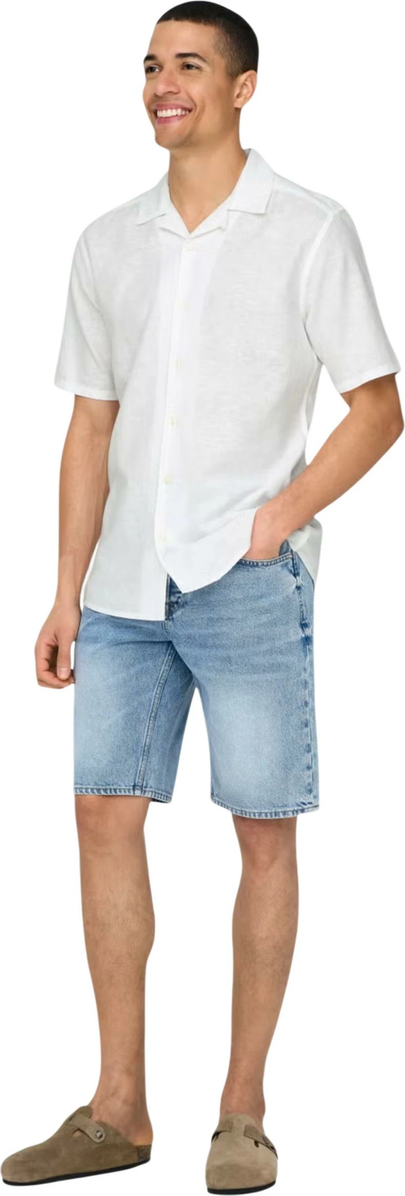 Këmishë me mëngë të shkurta Only & Sons ONSCAIDEN 22025116 për meshkuj, e bardhë [Madhësia: L]