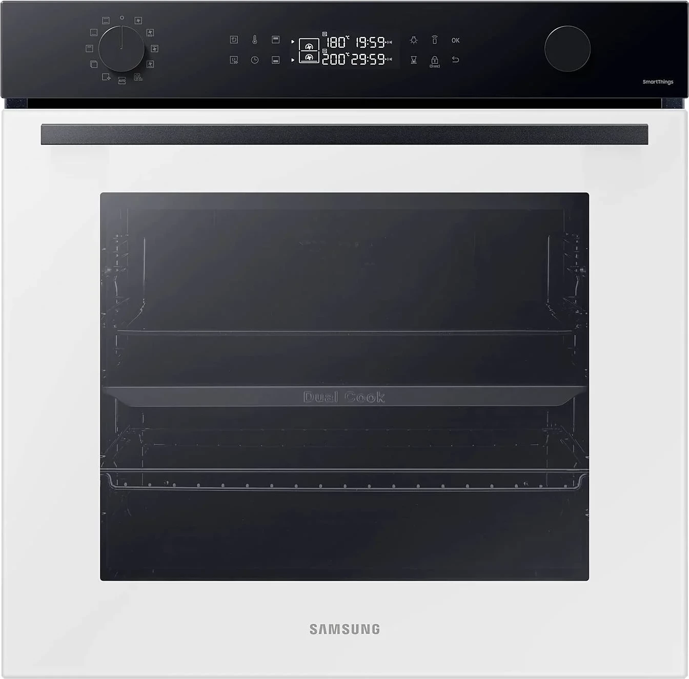 Furrë elektrike Samsung NV7B44403AW/U3 Dual Cook, BESPOKE, katalitike, avull natyral, Wi‑Fi, A+, 76 L, e bardhë