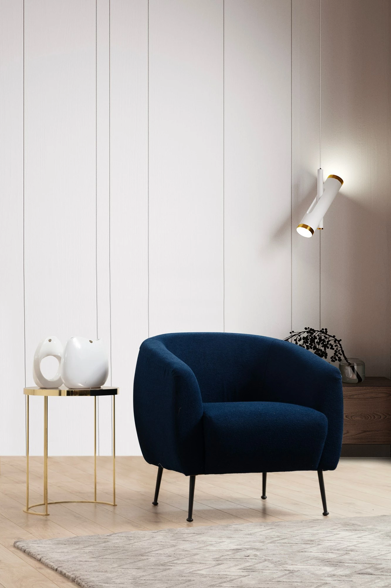 Karrige Wing Atelier del Sofa, ngjyrë e kaltër Eses