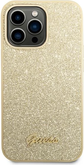Mbështjellës Guess GUHCP14LHGGSHD për iPhone 14 Pro 6.1", hardcase, Glitter Script, ari