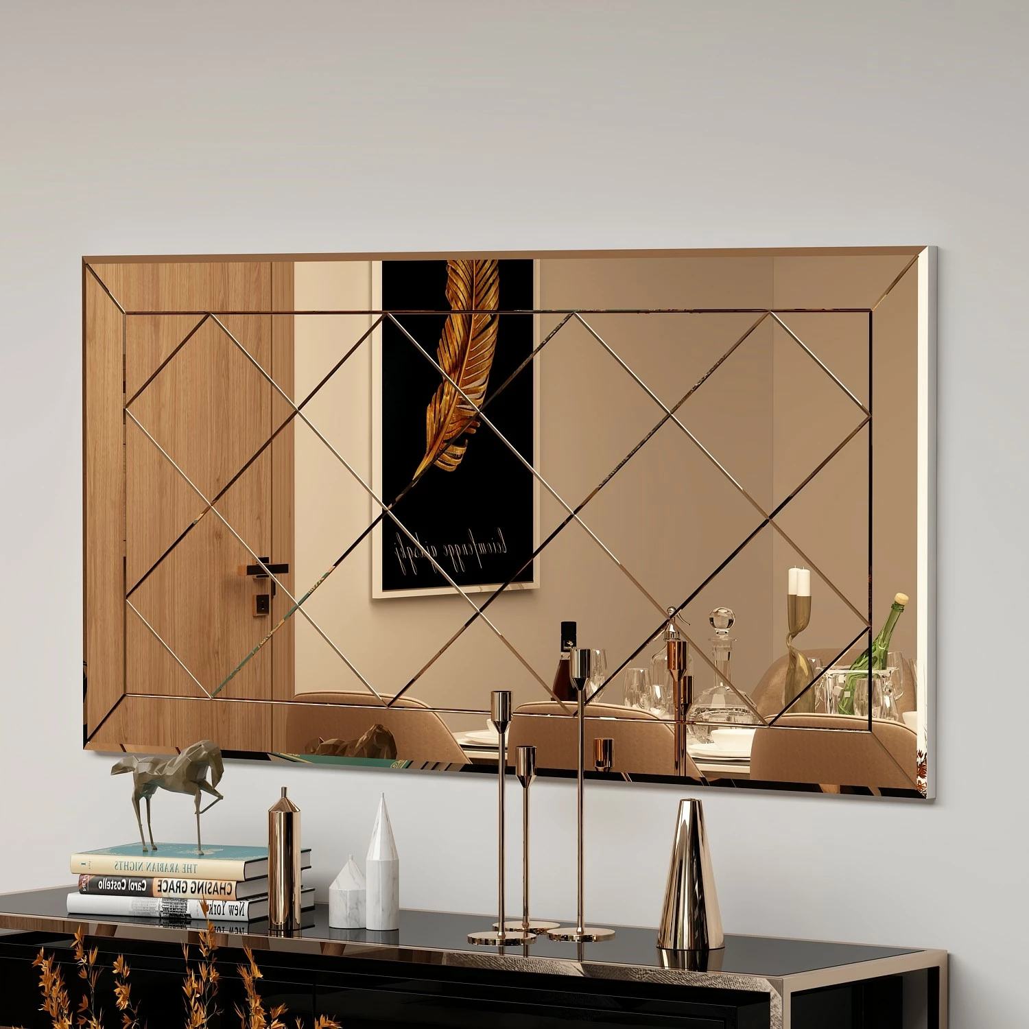 Pasqyrë Zeora, ngjyrë bronzi, Hanah Home, 60x120cm
