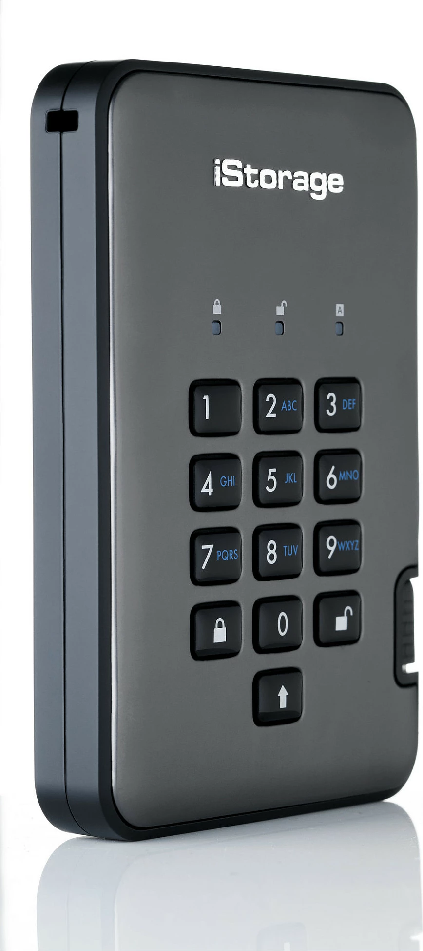 Hard disk ekstern iStorage diskAshur Pro2 4TB, USB 3.2, 2.5", enkriptim AES-XTS 256-bit, me tastierë, i zi