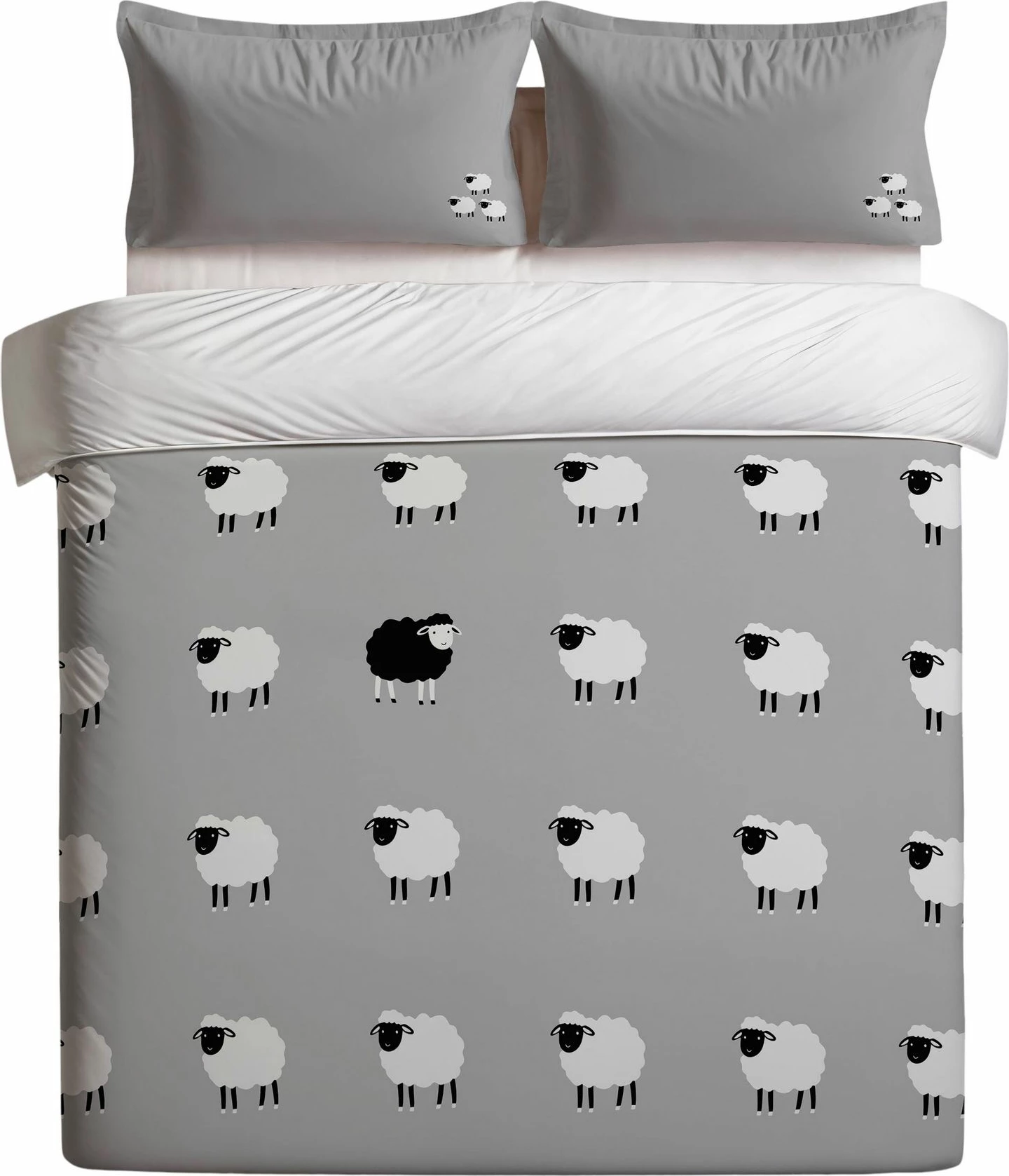 Set mbulesë për jorgan dopio, L'Essentiel Linge de Maison, The Black Sheep, ngjyrë gri