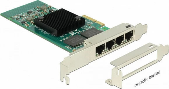 Kartelë rrjeti DeLOCK 89946 PCIe, 4x RJ-45 Gigabit 10/100/1000 Mbps, internal