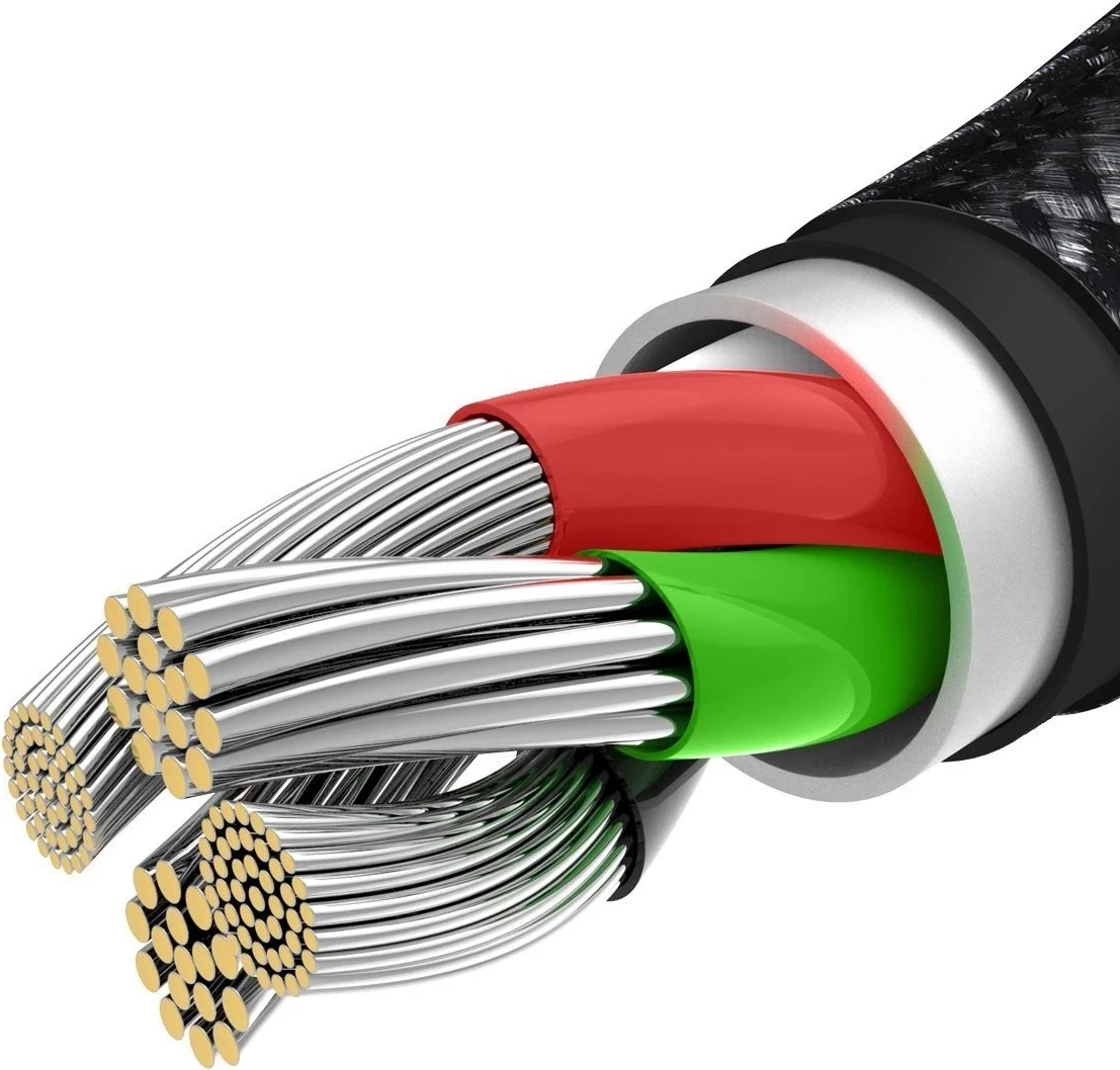 Kabllo karikuese Baseus Tungsten Gold 3in1, 3x1, 3.5A, 1.5m, e zezë