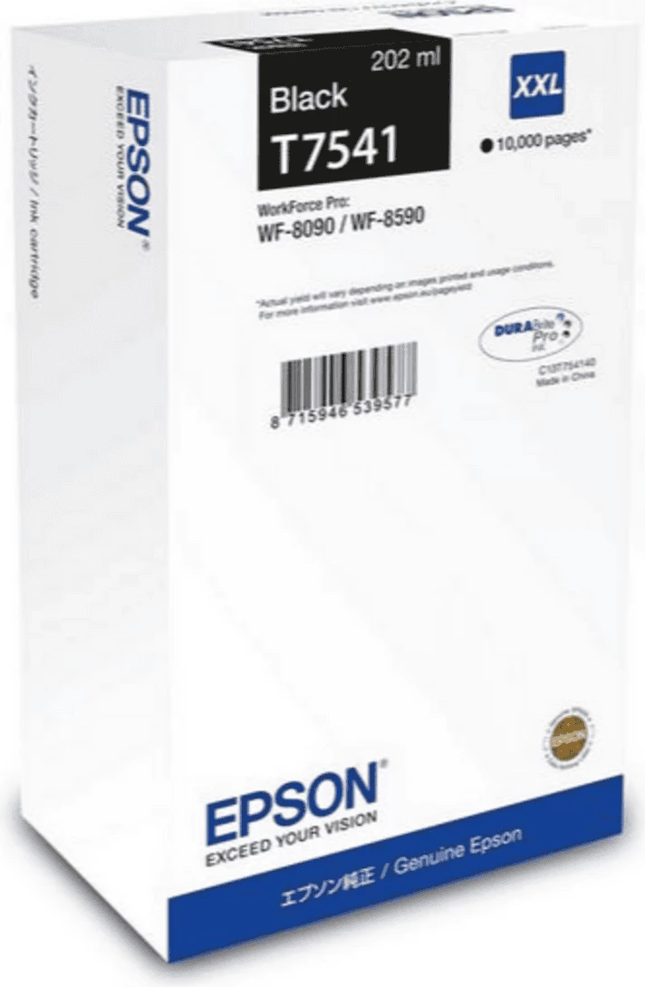 Kartush boje Epson T7541 C13T75414N 202 ml 10000 faqe XXL e zezë