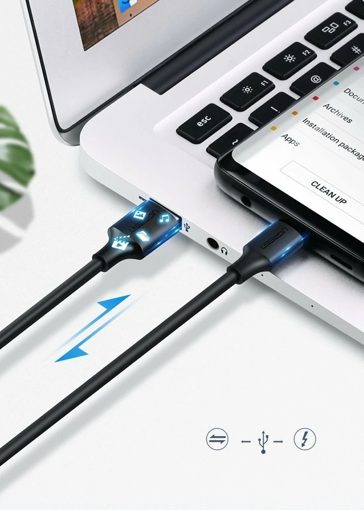 Kabllo Ugreen US287 60116 USB-A në USB-C, 1m, e zezë